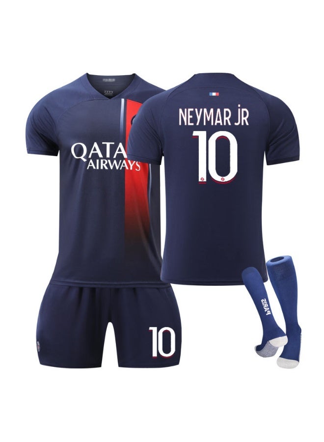 PSG 2023-2024 باريس الرئيسية #10 نيمار جونيور لكرة القدم جيرسي السراويل الجوارب مجموعة حجم الأطفال والكبار حجم الهدايا للجماهير والأصدقاء - Image 1